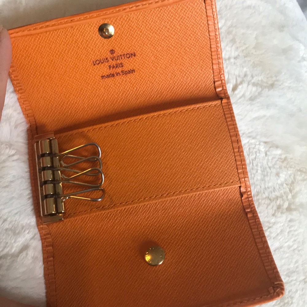Louis Vuitton orange epi leather key holder